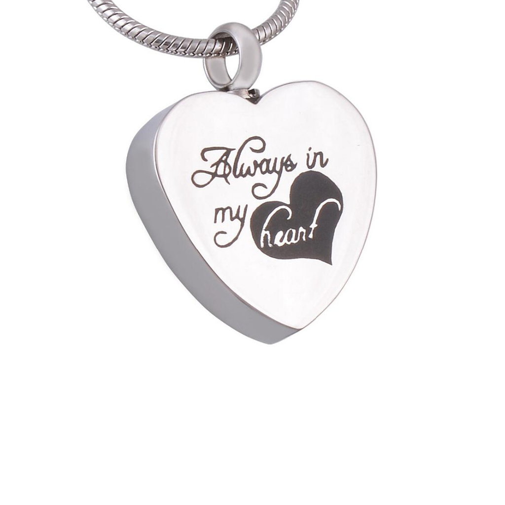 Always In My Heart Cremation Necklace Stainless Steel