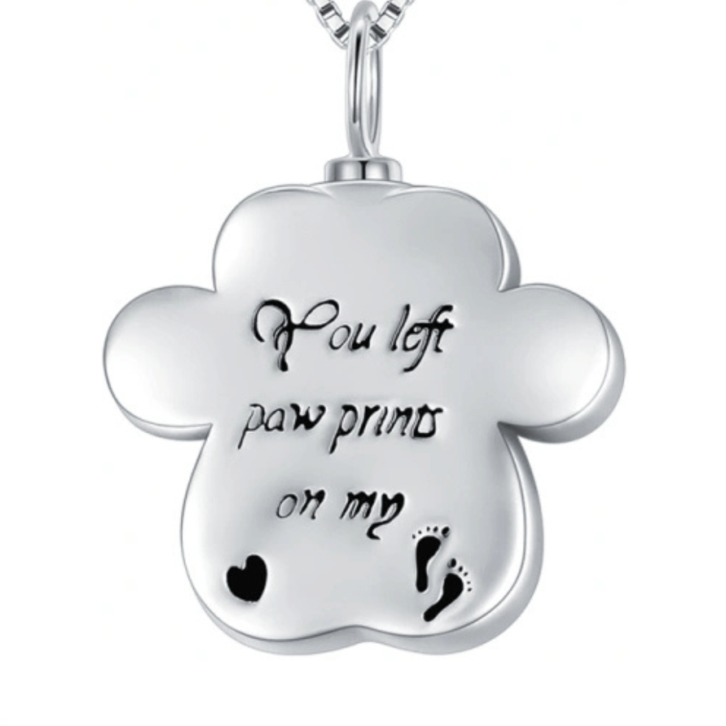 Purple Crystal Paw Cremation Necklace Sterling Silver