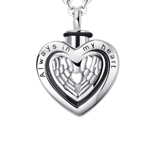 Always In My Heart Cremation Necklace Sterling Silver