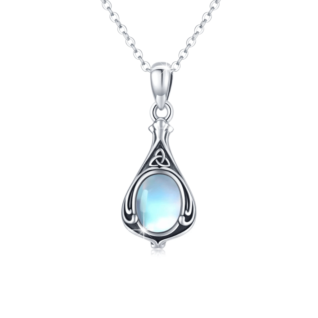 Blue Crystal Runic Cremation Necklace Sterling Silver