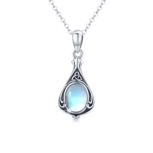 Blue Crystal Runic Cremation Necklace Sterling Silver