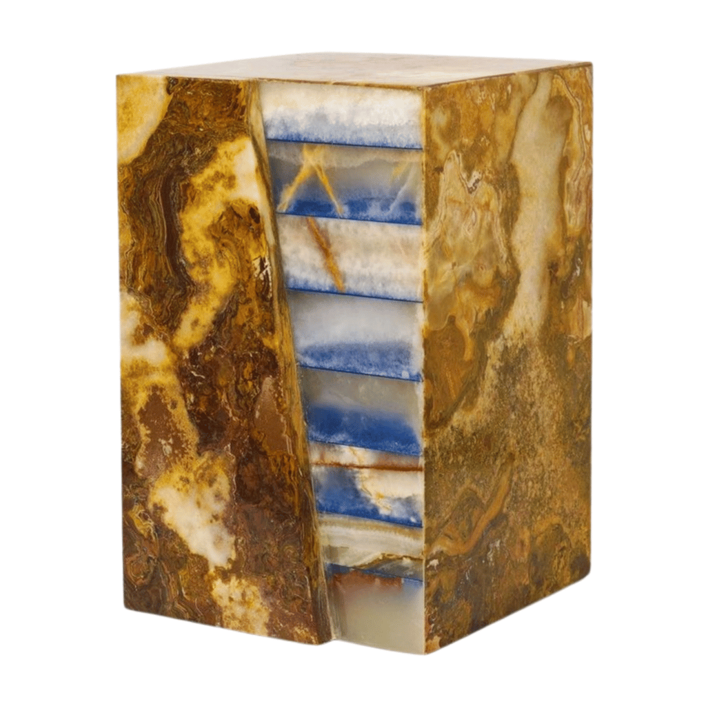 Layered Blue Stone Marble Cremation Urn