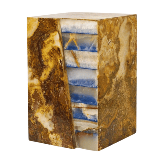 Layered Blue Stone Marble Cremation Urn