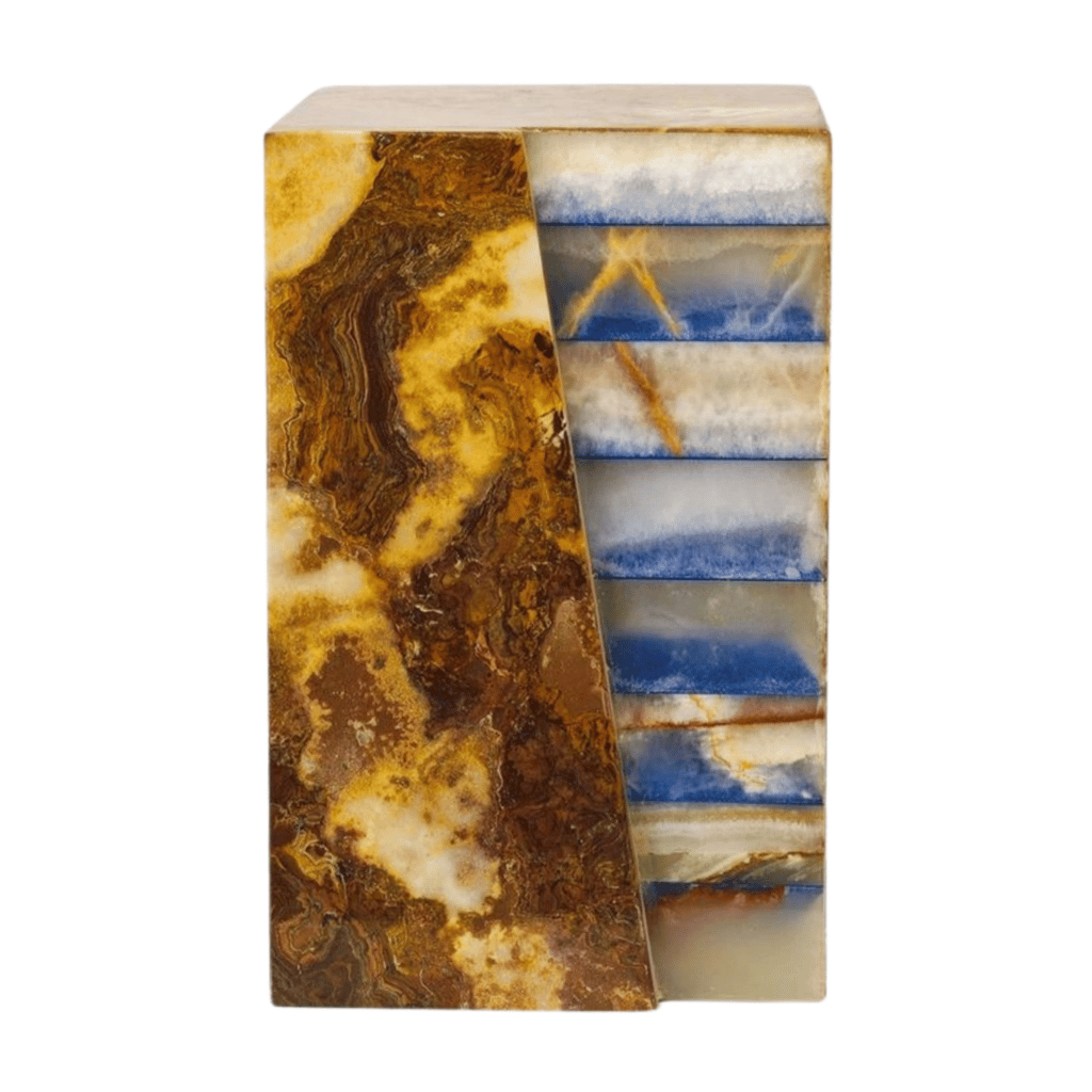 Layered Blue Stone Marble Cremation Urn