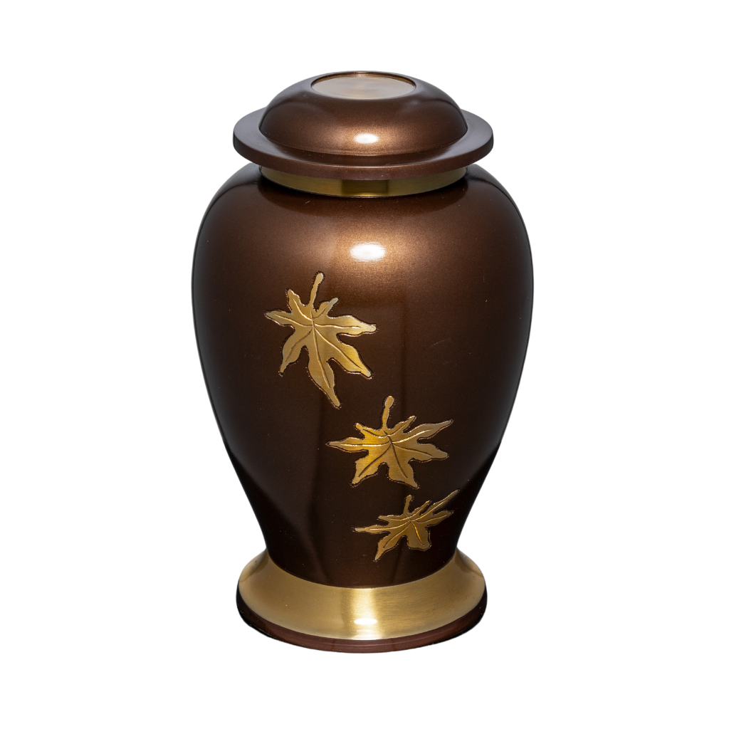 Bronze Leaves Brown Aluminium Urn