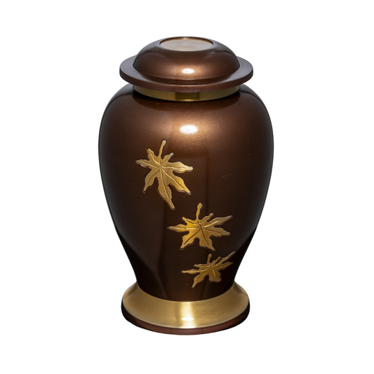 Bronze Leaves Brown Aluminium Urn