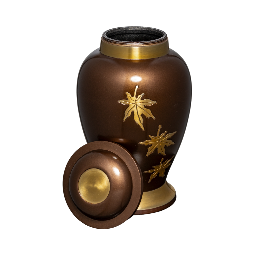 Bronze Leaves Brown Aluminium Urn