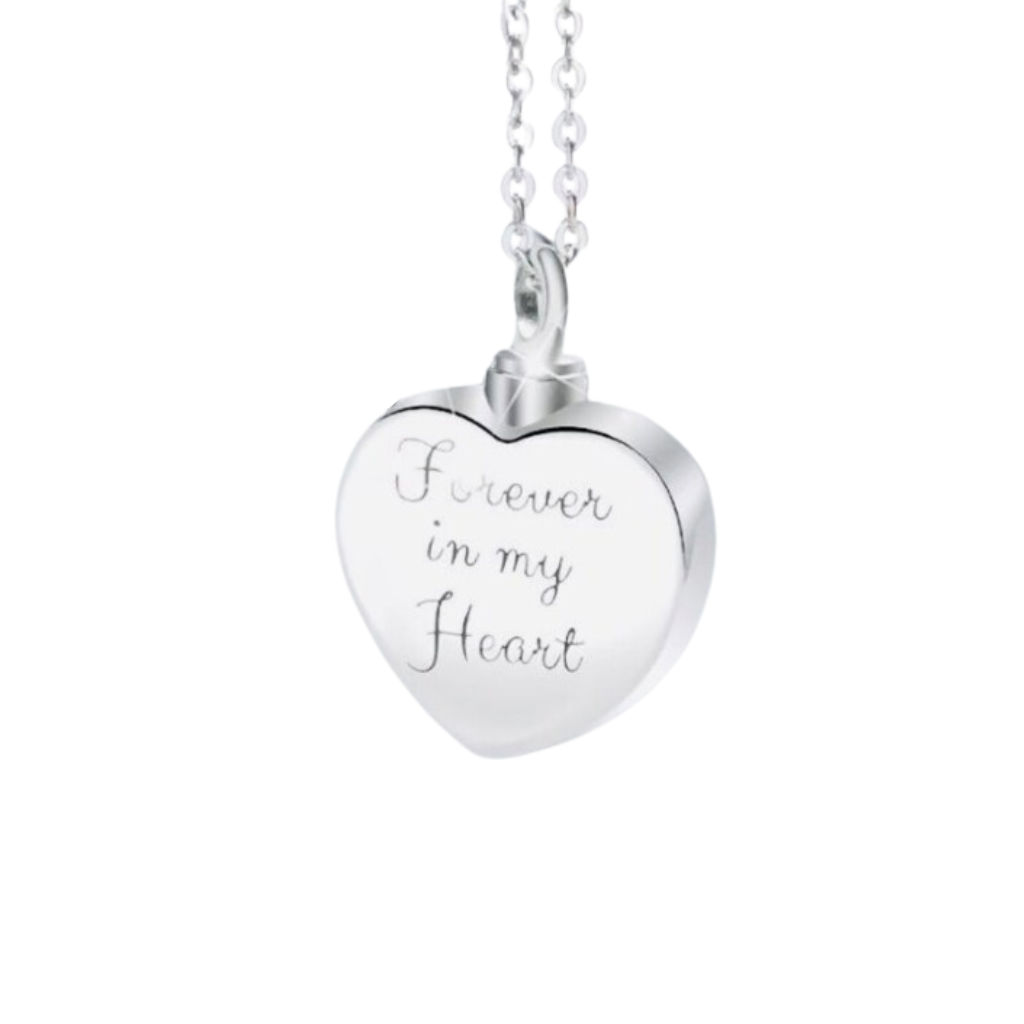 Blue Crystal Heart Cremation Necklace Sterling Silver