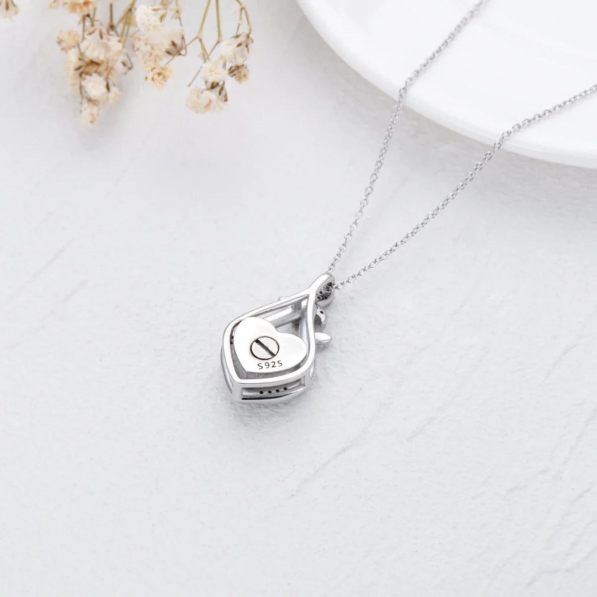 Blue Crystal Butterfly Cremation Necklace Sterling Silver