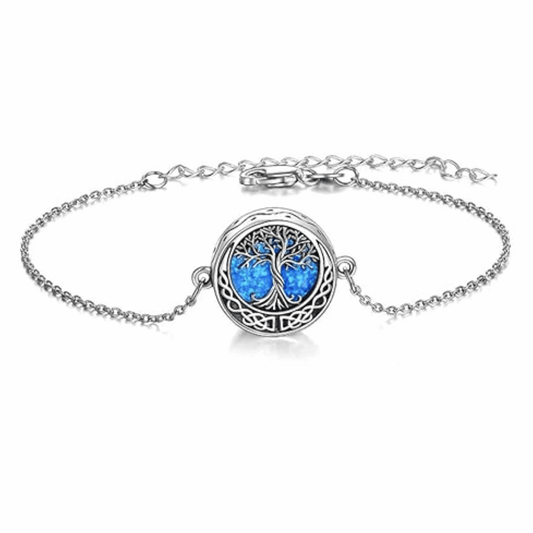 Blue Tree Cremation Bracelet Sterling Silver