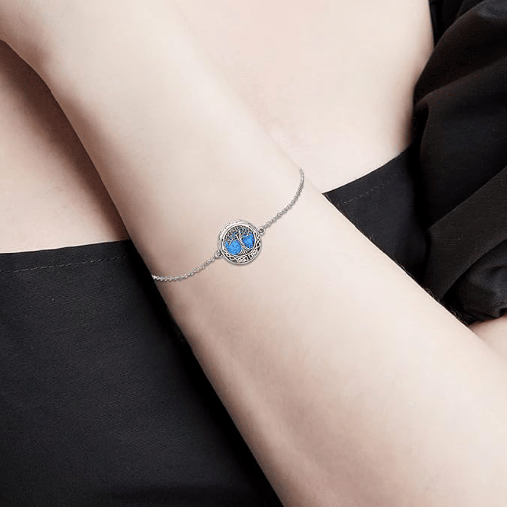 Blue Tree Cremation Bracelet Sterling Silver