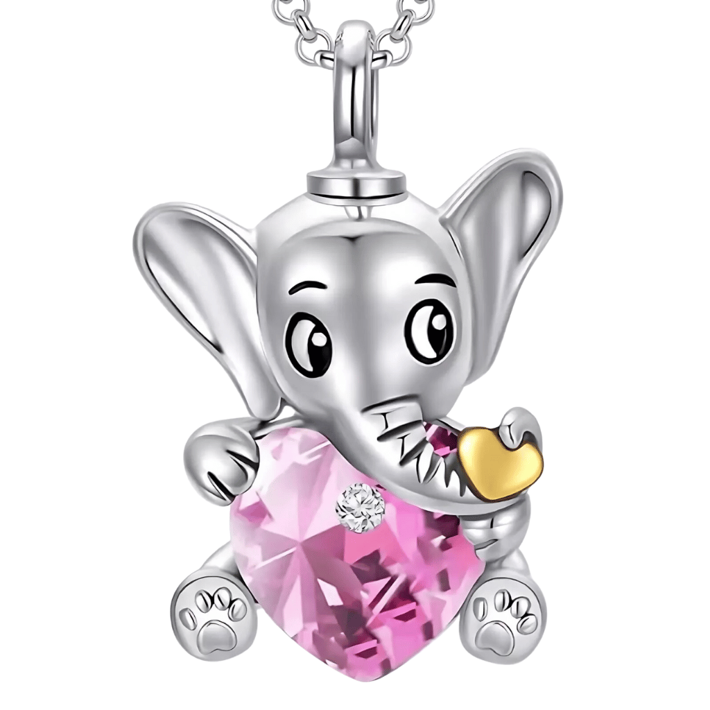 Elephant Cremation Necklace Sterling Silver