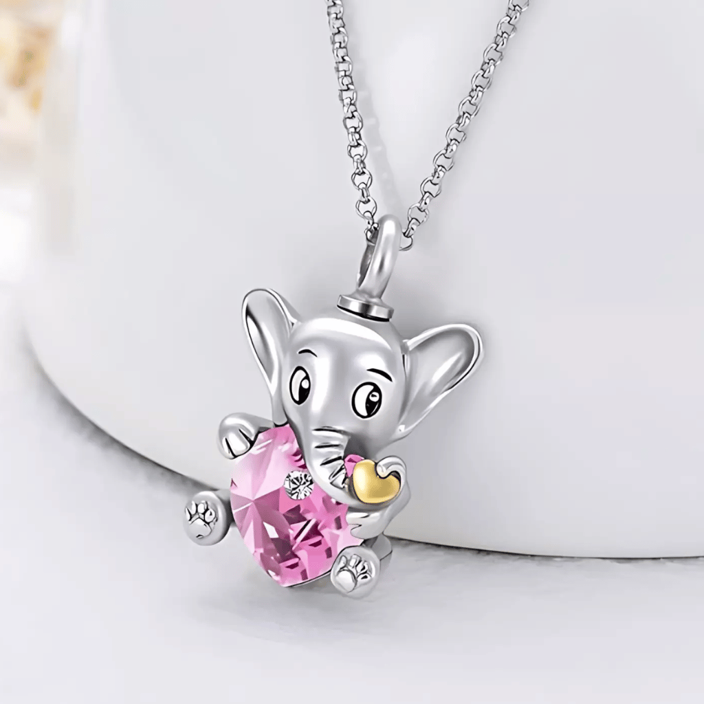 Elephant Cremation Necklace Sterling Silver