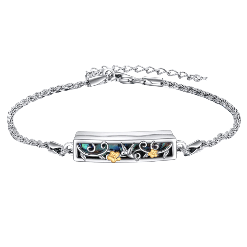 Hummingbird Cremation Bracelet Sterling Silver