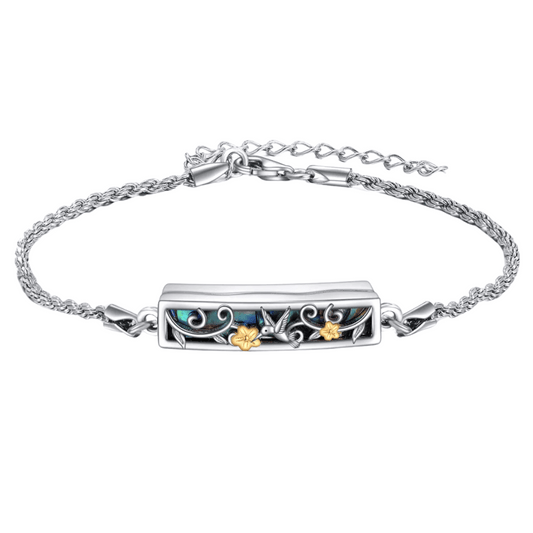 Hummingbird Cremation Bracelet Sterling Silver