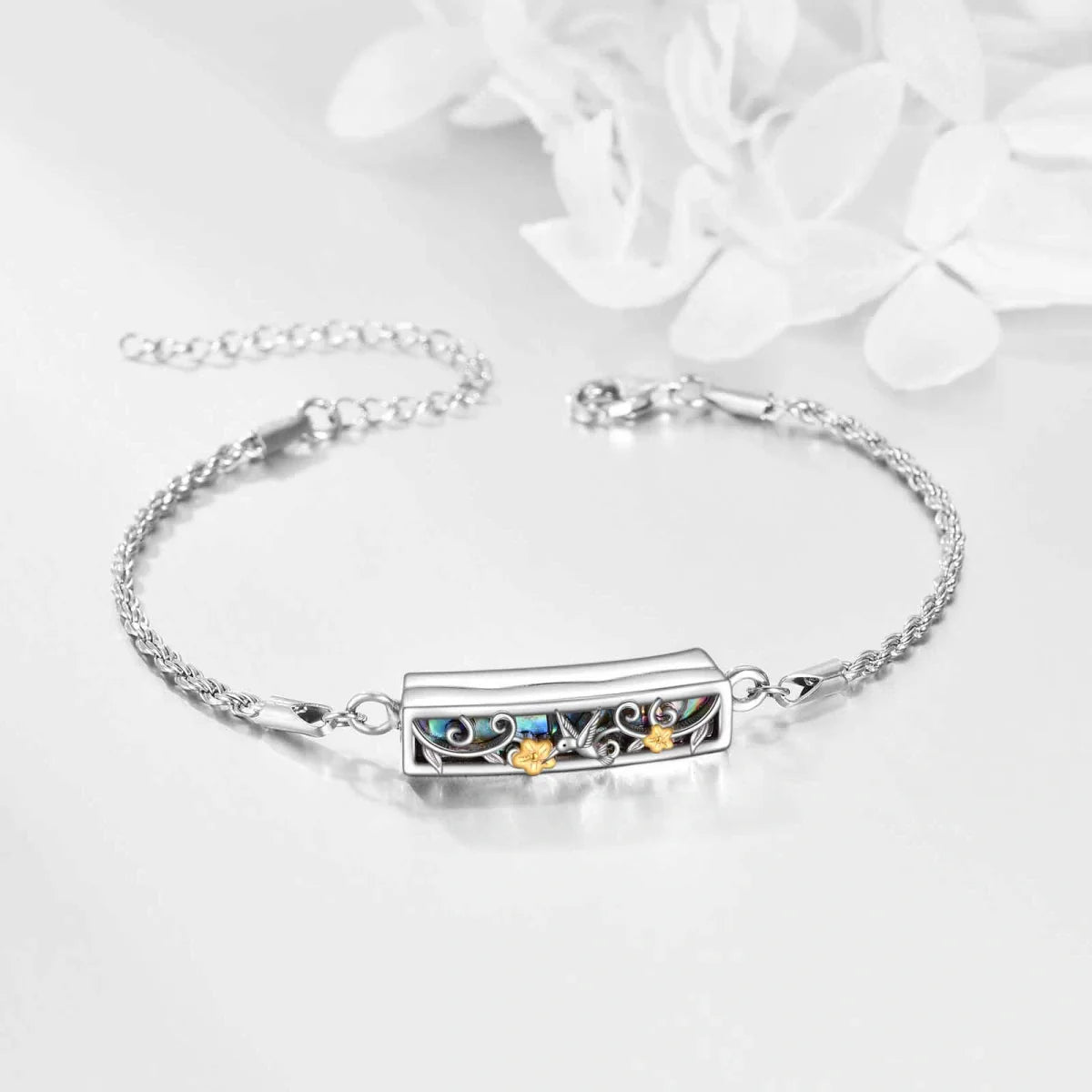 Hummingbird Cremation Bracelet Sterling Silver
