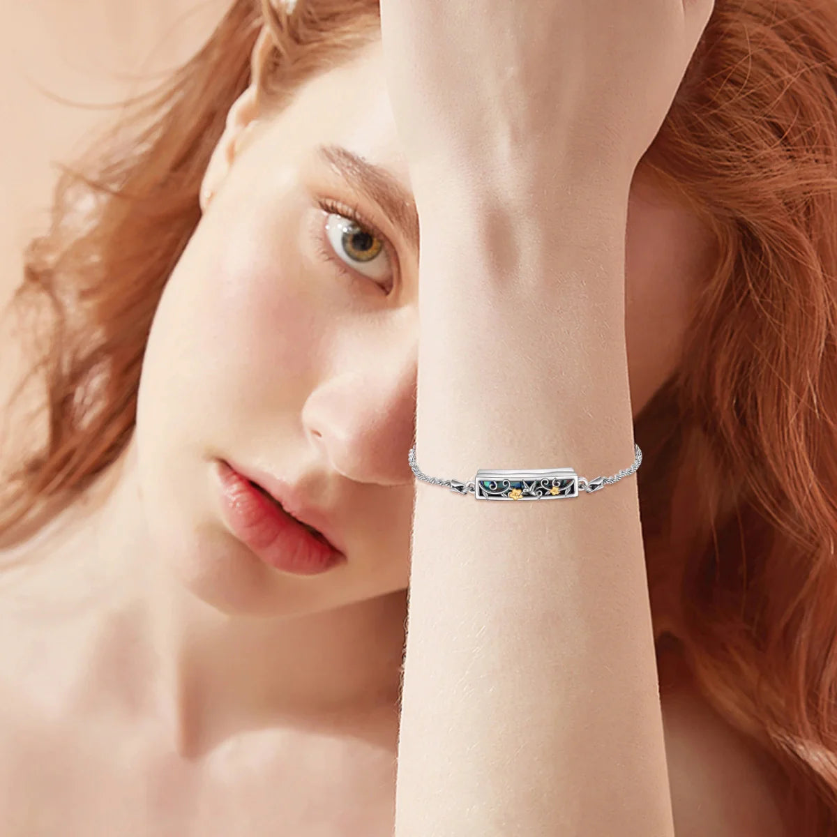 Hummingbird Cremation Bracelet Sterling Silver