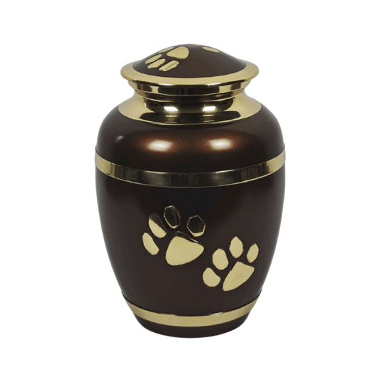 Brass Paw Prints Small Cremation Urn