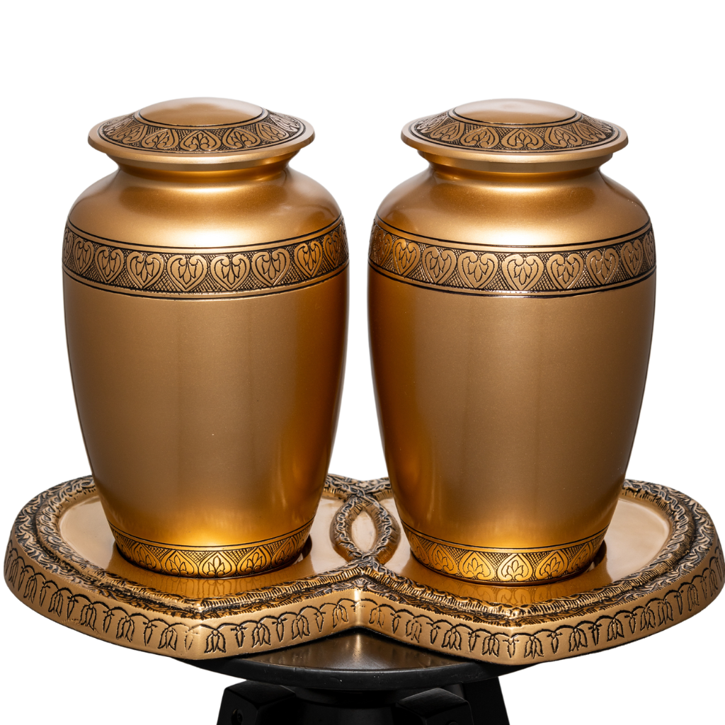 Bronze Hearts Double Urn Stand
