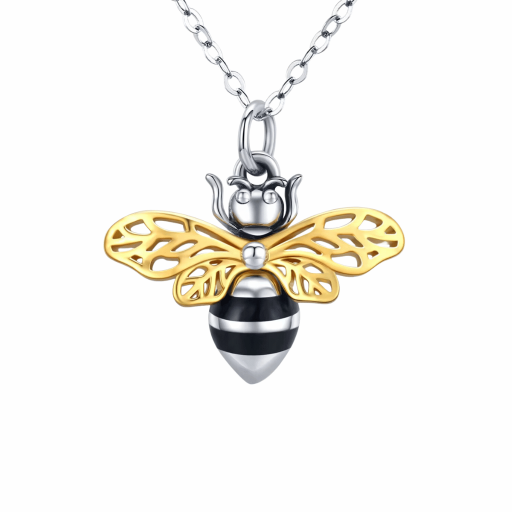 Gold Plated Bee Cremation Necklace Sterling Silver