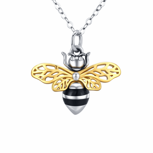 Gold Plated Bee Cremation Necklace Sterling Silver