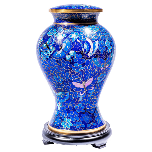 Blue Butterfly Cloisonné Urn