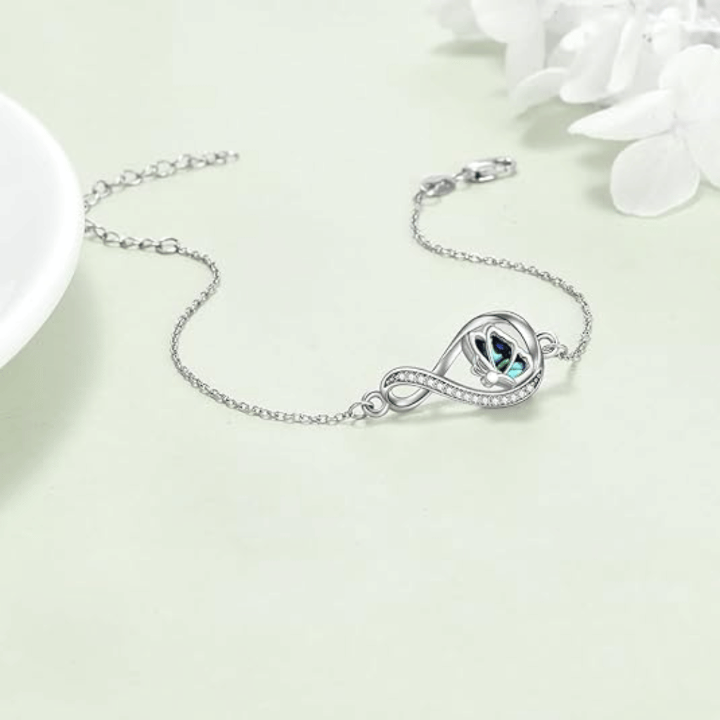 Butterfly Infinity Cremation Bracelet Sterling Silver