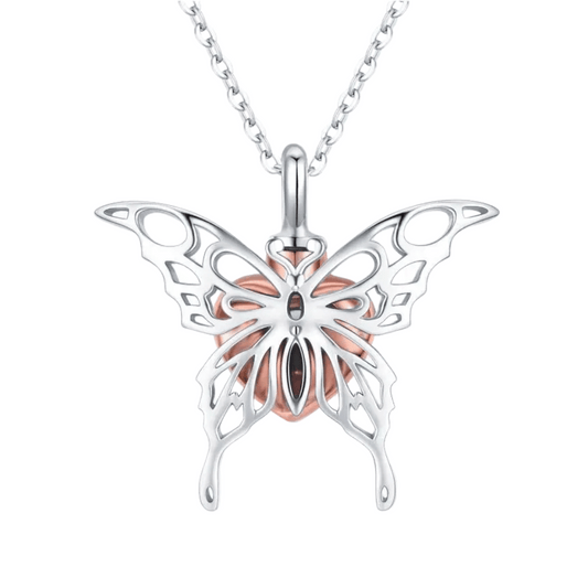 Hollow Butterfly Cremation Necklace Sterling Silver