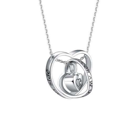Triple Hearts Cremation Necklace Sterling Silver