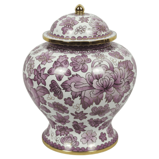 Floral White Pink Cloisonne Urn