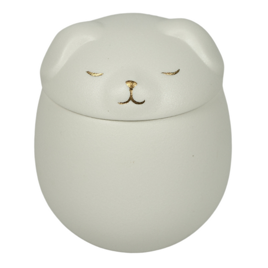 White canine companion ceramic urn 