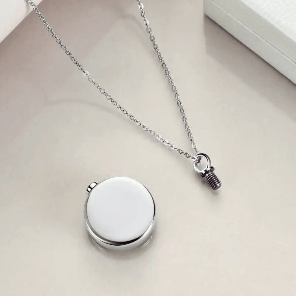Dog Embrace Cremation Necklace Sterling Silver