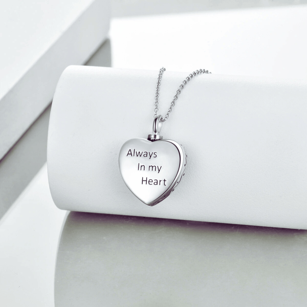 Dog Heart Hug Cremation Necklace Sterling Silver