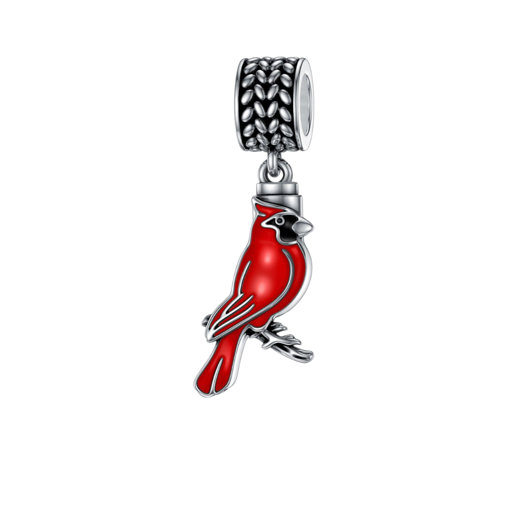 Cardinal Bird Cremation Charm Sterling Silver