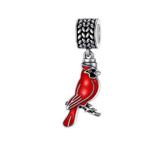 Cardinal Bird Cremation Charm Sterling Silver