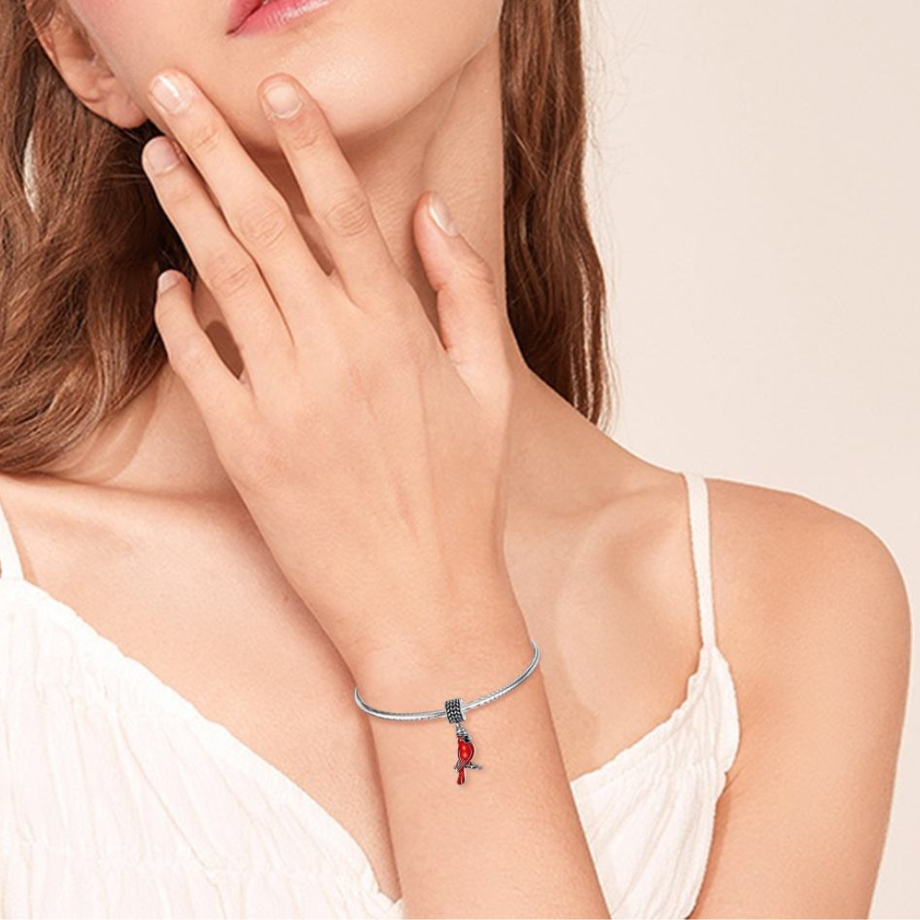 Cardinal Bird Cremation Charm Sterling Silver