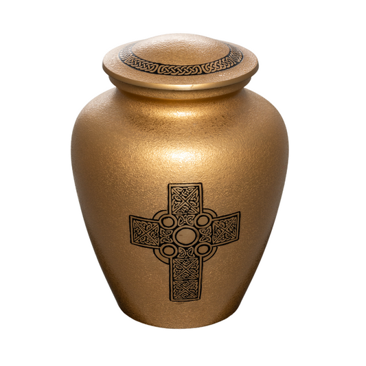 Runic Cross Bronze Aluminium Urn