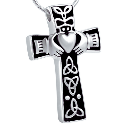 Runic Cross Cremation Necklace Stainless Steel