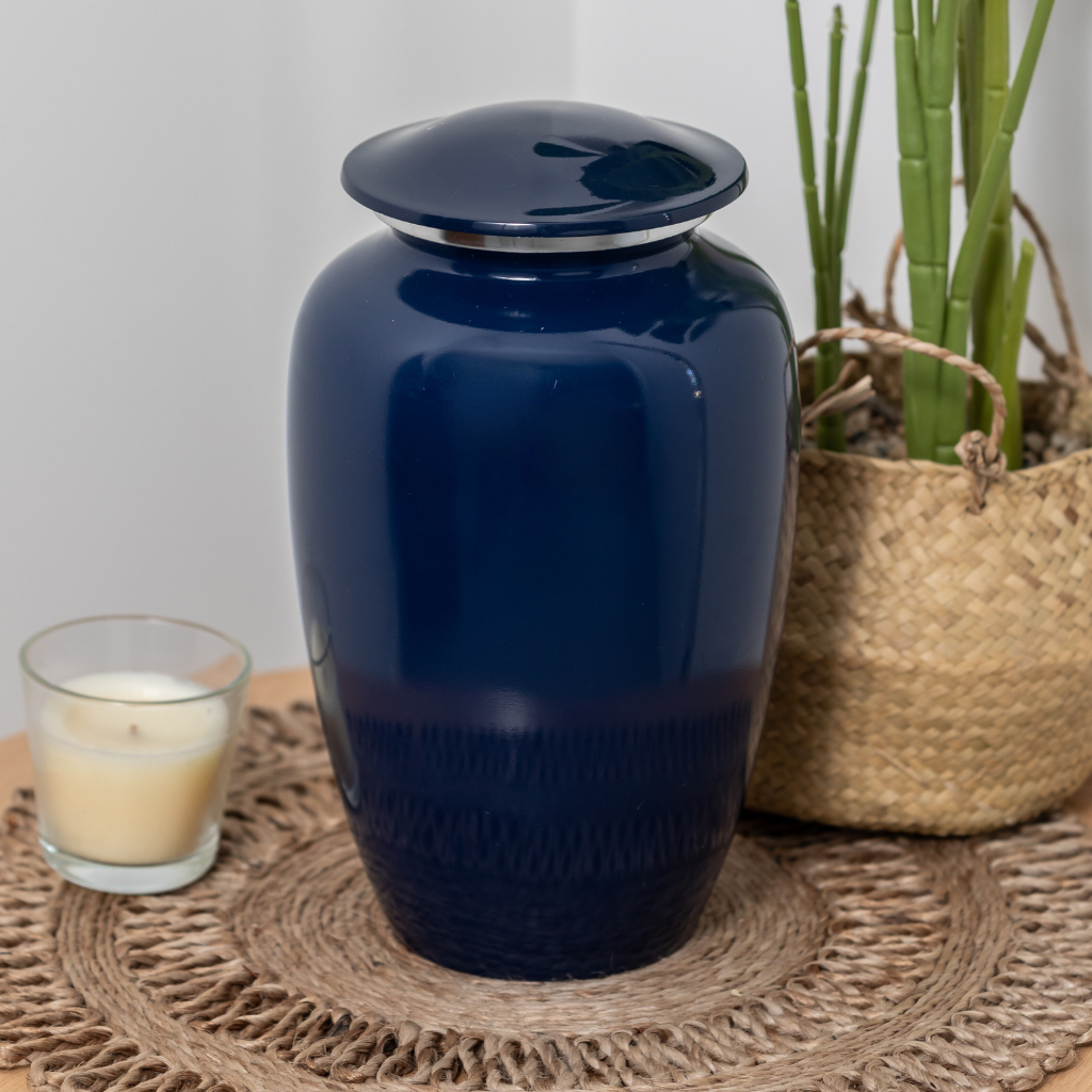 Blue Aluminium Urn