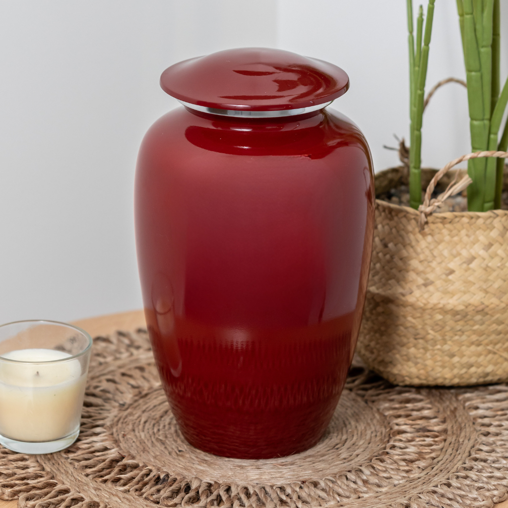 Red Aluminium Urn