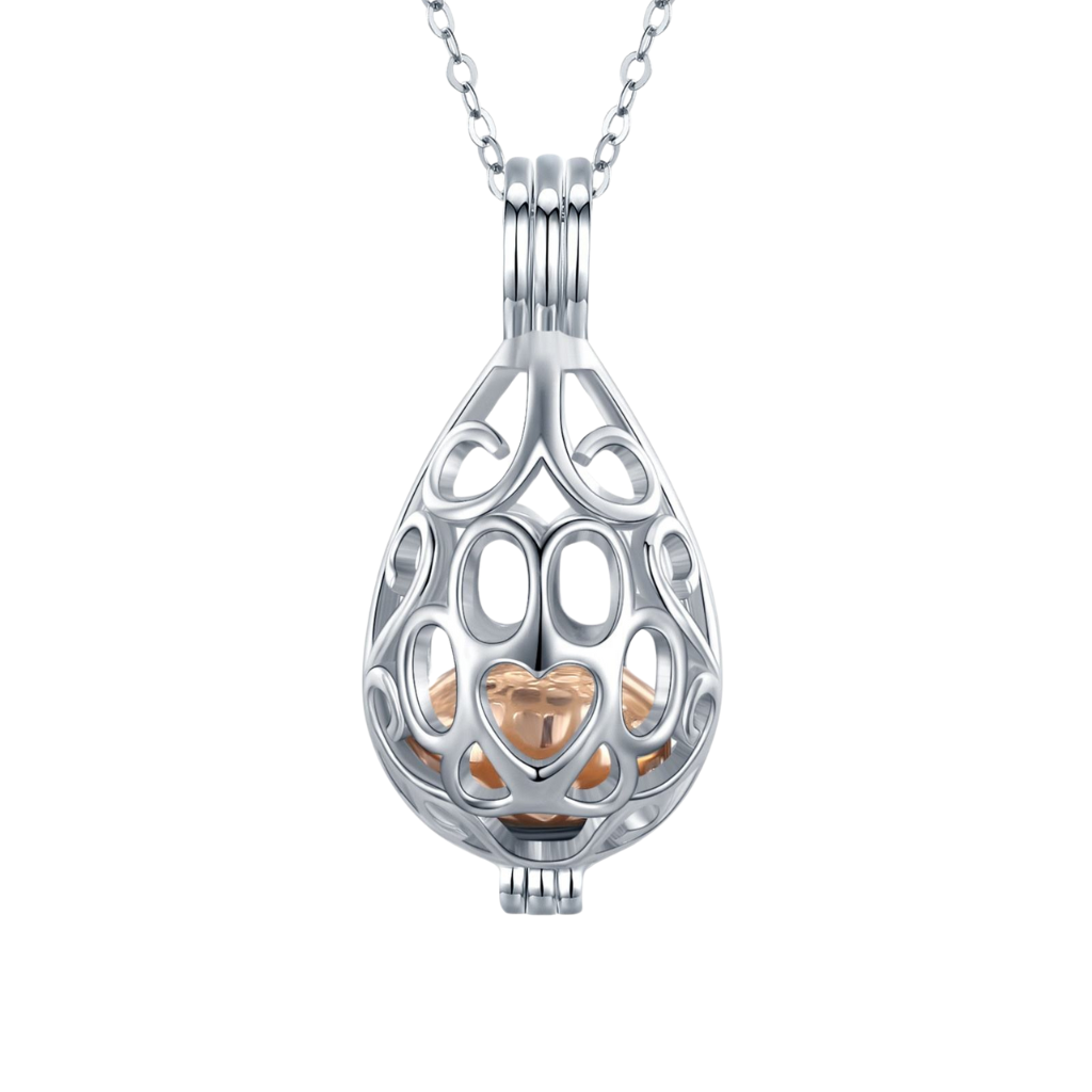 Hollow Rose Gold Egg Cremation Necklace Sterling Silver