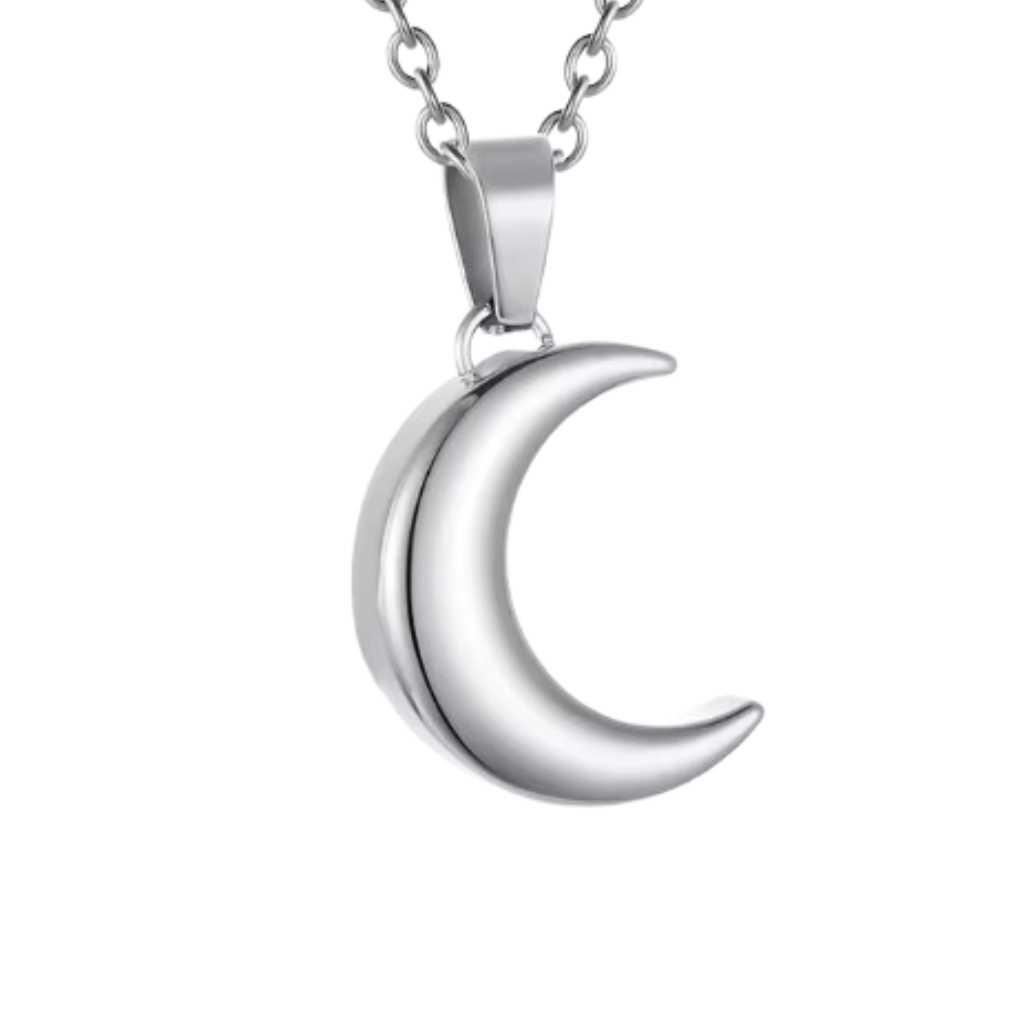 Half Moon Cremation Necklace Stainless Steel