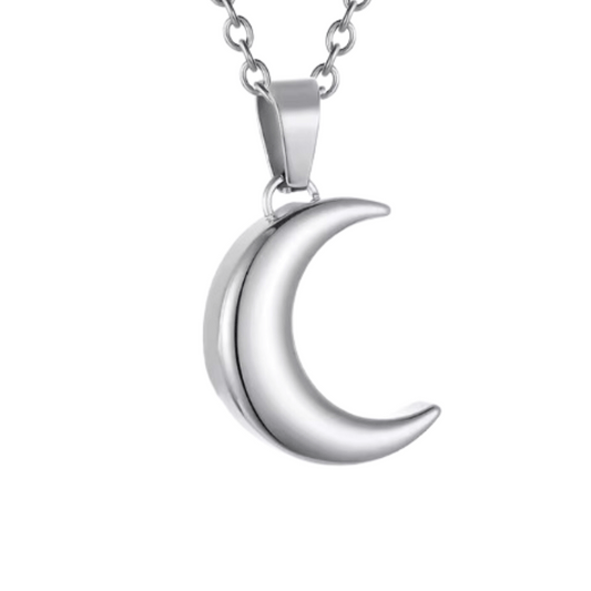 Half Moon Cremation Necklace Stainless Steel
