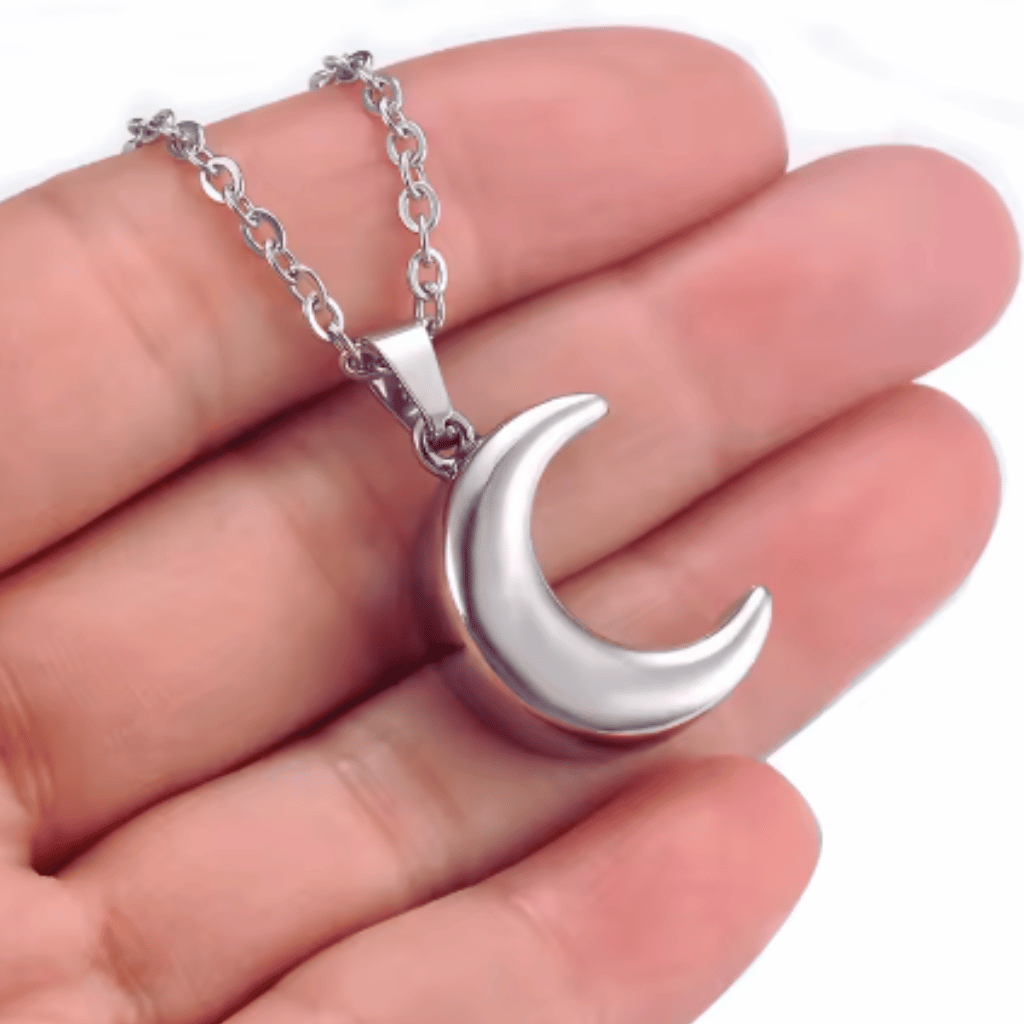 Half Moon Cremation Necklace Stainless Steel