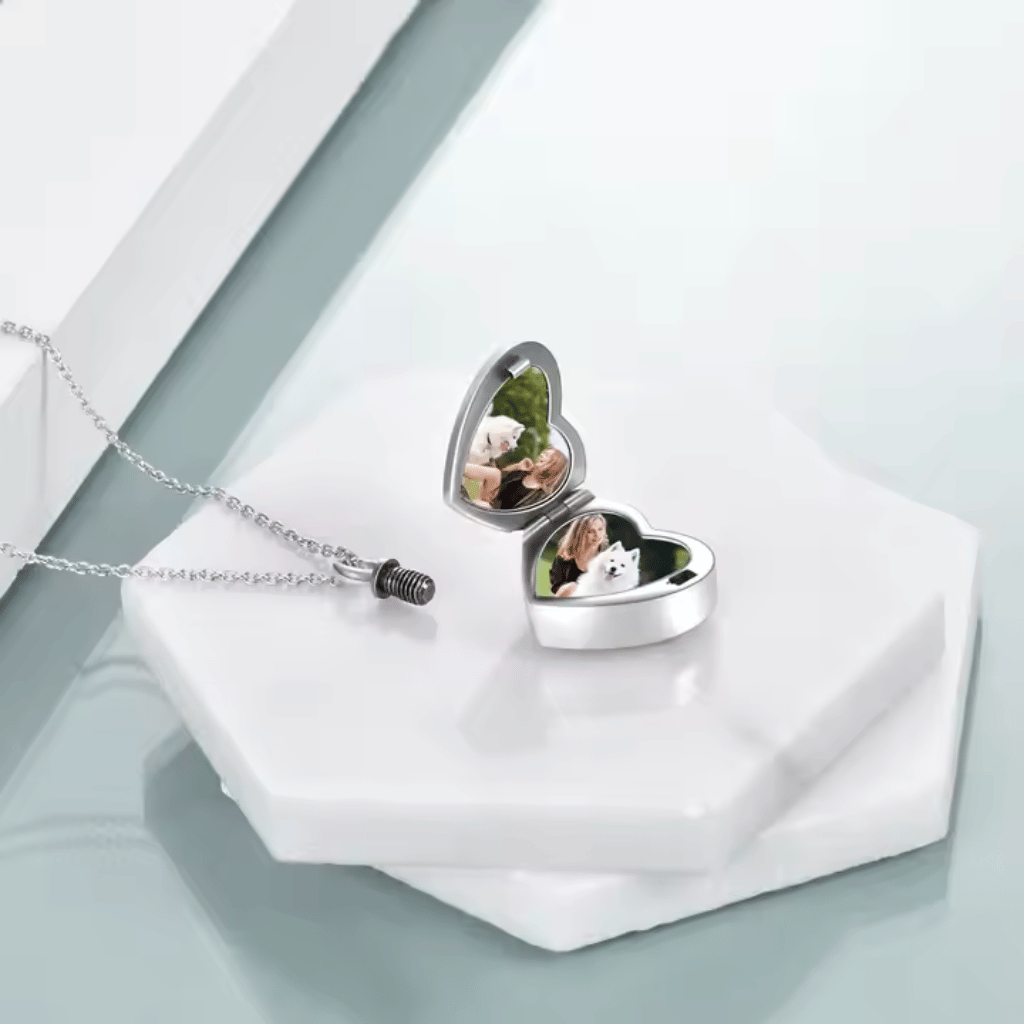 Cubic Zirconia Paw Cremation Locket Sterling Silver