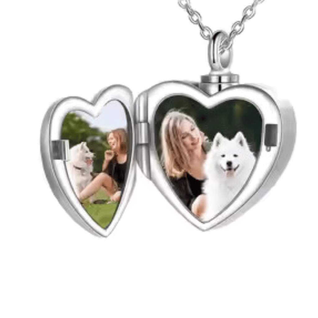 Cubic Zirconia Paw Cremation Locket Sterling Silver