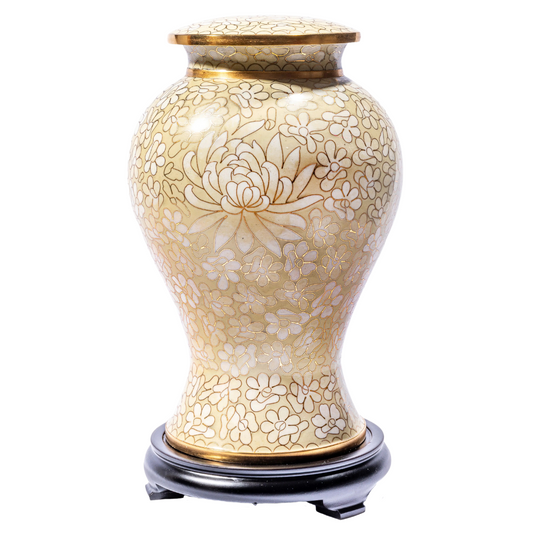 Yellow Floral Cloisonné Urn