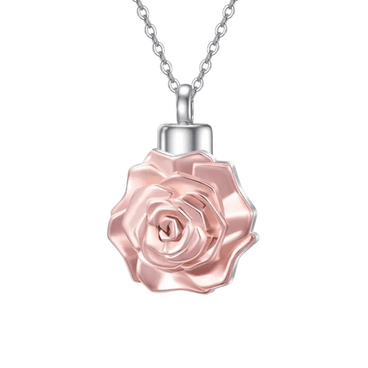 Rose Gold Flower Cremation Necklace Sterling Silver