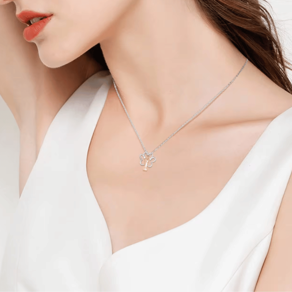 Paw And Gold Bone Cremation Necklace Sterling Silver