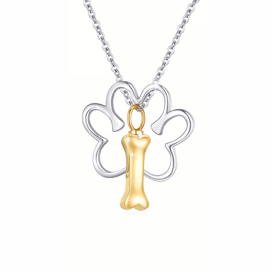 Paw And Gold Bone Cremation Necklace Sterling Silver